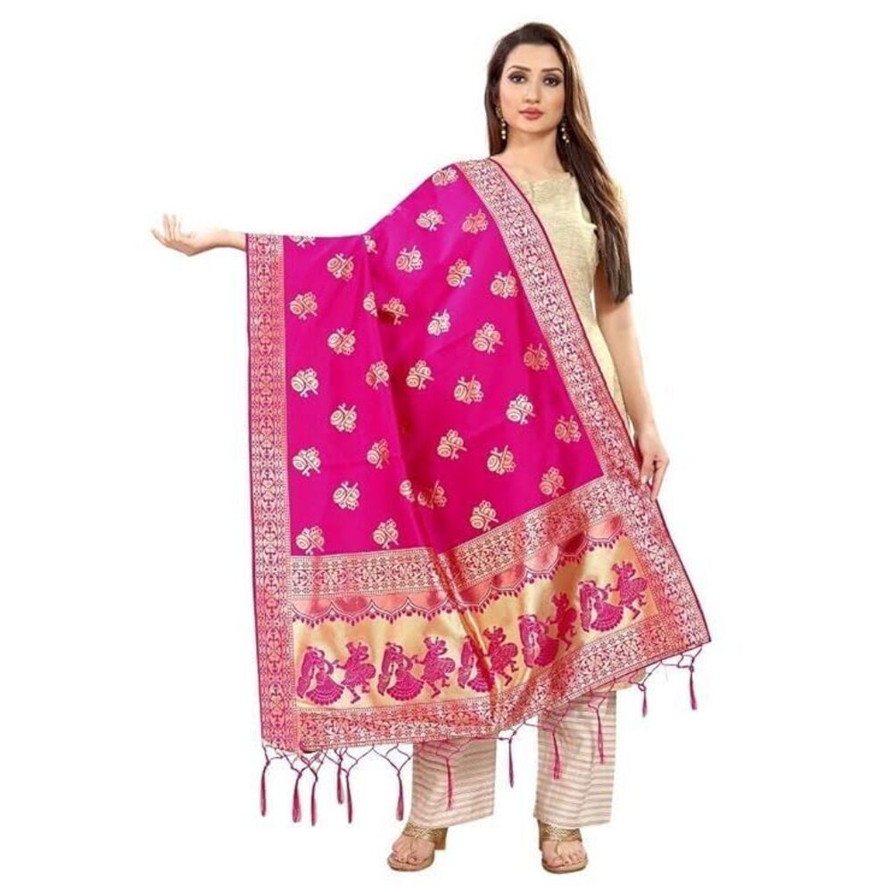 3558 Printed Women's Solid Woven Design Banarasi Silk Dandiyarass